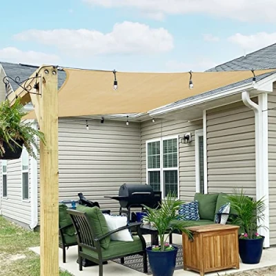 Image de SUNNY GUARD Voile d&#039;ombrage Rectangulaire 2x2m Respirant Toile Ombrage Une Protection des Rayons UV pour Patio Jardin, Terrasse, Extérieur, Balcon, Sable