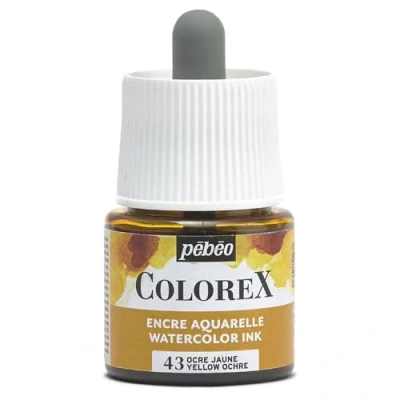 Image de Pébéo Encre Colorex 45 ML Ochre Jaune Aquarelle Rendu Velouté Dessin Multi outil Tous Supports