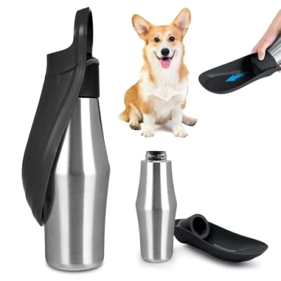 Image de Gourde Pour chien 750 ml Pliable à 180 Portable En acier inoxydable la formation Noir 1