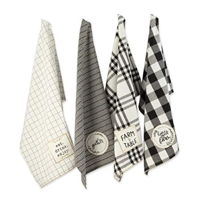 Image de DII Kitchen Collection Lot de torchons en Coton Noir 45,7 x 71,1 cm