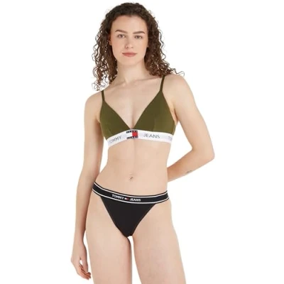 Image de Tommy Jeans Padded triangle (Ext Sizes) Soutiens gorge Femme, Vert (Drab Olive Green), M