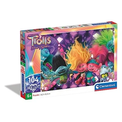 Image de Clementoni 20191 Puzzle Trolls 3 104 Pièces Brillants Jeu Educatif, de Réflexion et Patience Image Qualité 38 x 27 Cm À Partir 6 ans
