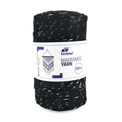 Image de LEVIATAN Fil macramé Naturel 200 m Cordon Super Doux Rotation Facile de 3 mm 100% Coton Parfait pour l&#039;artisanat Poussière Lune d&#039;argent