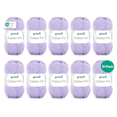 Image de Gründl Cotton Fun fil à tricoter/fil crocheter (fil doux en 100% coton, certifié OEKO TEX, 50 g/115 m, taille d&#039;aiguille : 3 4, 1 pelote g), violet