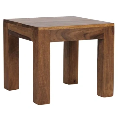Image de WOHNLING Table Basse en Bois Massif Sheesham Tableau 45 cm de Large Conception Salon Style campagnard Brun foncé