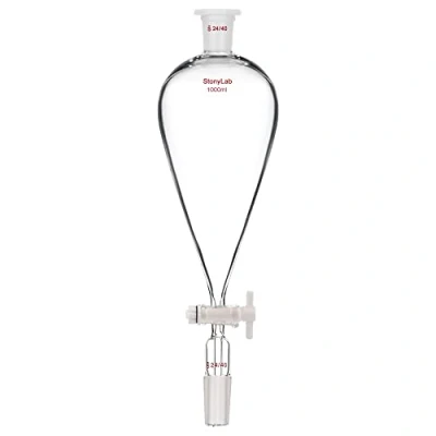 Image de stonylab Entonnoir Séparateur avec Robinet PTFE, 1000 ml à Décanter Conique en Forme de Poire Paroi épaisse Verre Borosilicate Connecteur 24/40