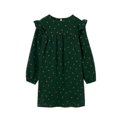 Image de VERTBAUDET Robe en Gaze de Coton avec Volants épaule Vert Sapin 5A