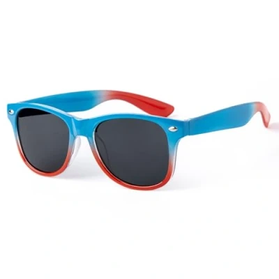 Image de Kiddus Lunettes de Soleil Polarisées Enfants. Age recommandée 6+ ans. Protection solaire UV400. Conformes à la norme européenne EN ISO 12312 1 : 2022. Modèle: Dégradé du bleu vers l&#039;orange