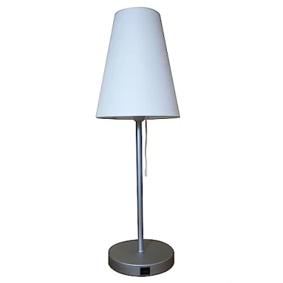 Image de Unilux Lampe de Chevet Ambiance 2.0, avec Port Charge USB, Abat jour en Tissu Blanc, Base Métal, Design Sobre, Pour Bureau, Salon et Chambre (Ampoule LED Incluse)