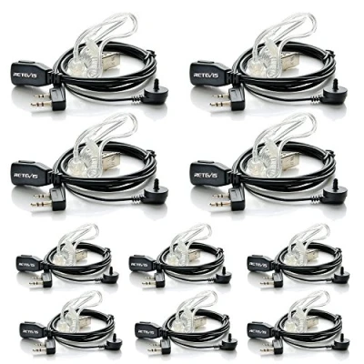 Image de Retevis Lot de 10 écouteurs sans Fil à 2 Broches Compatible avec Talkie Walkie RT24 RT27 RT22 RT622 RT617 RT618 RT619 Baofeng BF 88E 88S Tyhbelle Kenwood