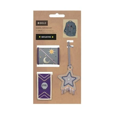 Image de Laessig Pendentifs et Patchs Set (2 pcs.) avec Bouton Pression/Bold Match School Patches Purple