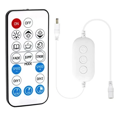Image de PAUTIX RF Télécommande Variateur pour les bandes lumineuses LED unicolores,Télécommande sans fil 18 touches et contrôleur en ligne DC 5 24V bande lumineuse 3528/2835/5050/COB