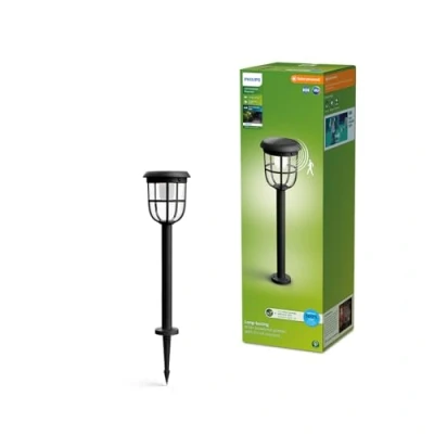 Image de Philips Radii Borne solaire auto connectable UltraEfficient, 1,3 W, 3000 K, noir, détecteur de mouvement, IP44 résistant aux intempéries