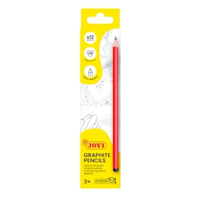 Image de Jovi TRIGRAPH HB, Etui de 12 crayons graphite triangulaires, Forme triangulaire et ergonomique, Pour tout type support dessin, Sans gluten (736/12 HB)