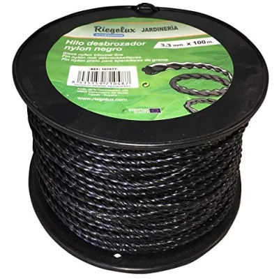 Image de RIEGOLUX Fil de débroussailleuse en Nylon hélicoïdal, Noir, 3,3 mm x 100 m, pour Disque débroussailleuse, Jardin et extérieur
