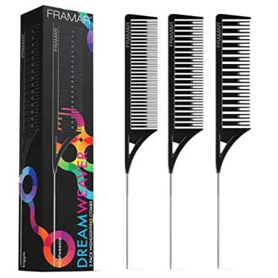 Image de FRAMAR Peigne Coiffeur Professionnel Cheveux Femme, a Queue Cheveux, Coiffure Professionnel, Peignes à Kit Peigne, Fin, Queue, Noire 3p