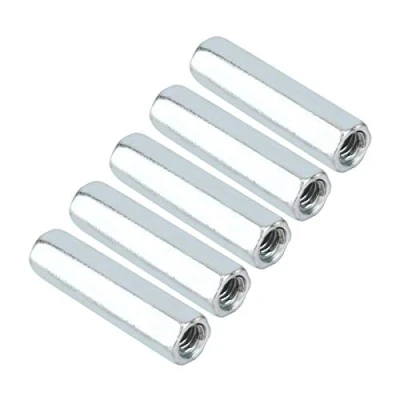 Image de Roberee M6 Connecteur de Tige Filetée, 5 Pcs * 40 écrou Longue Manchon Hexagonal Couplage en Acier au Carbone Fixations Filetées pour Boulons Goujons Vis