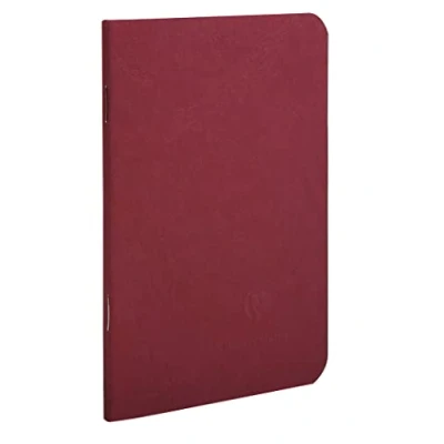 Image de Clairefontaine 734162C Collection Age Bag Un Carnet Agrafé Rouge 9x14 cm 96 Pages Lignées Papier Blanc 90 g Couverture Carte Lustrée Grain Cuir