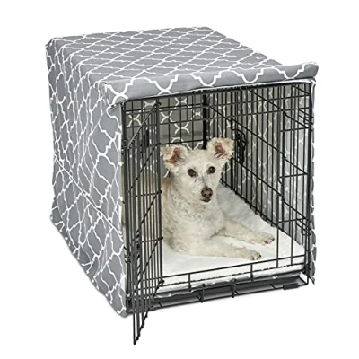 Image de New World BCVR 30GYT housse de caisse pour chien avec tissu protecteur en téflon, compatible les caisses et Midwest 76,2 cm, motif design gris clair