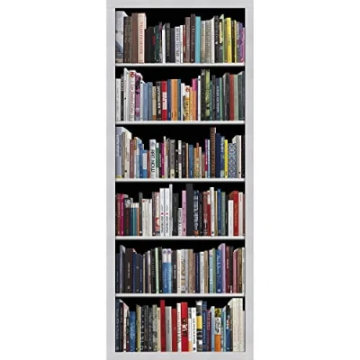 Image de Trompe l&#039;oeil porte Adhésif BIBLIOTHÈQUE Moderne Décoration Murale, Polyvinyle, Multicolore, 83 x 0,1 204 cm