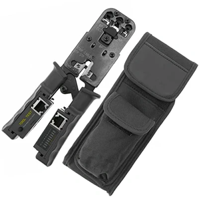 Image de BeMatik Pince à sertir avec câble RJ11 testeur RJ12 RJ45 RJ9