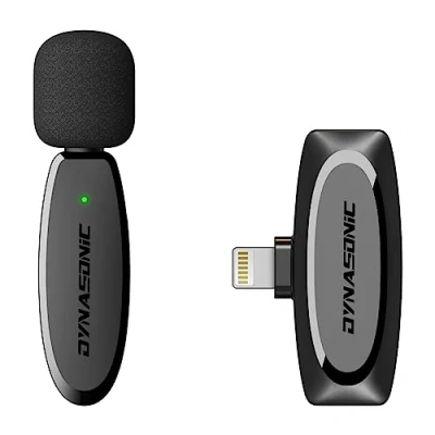 Image de DYNASONIC Microphone sans Fil Professionnel DM Pro 01 (2e génération) pour iPhone. Micro Cravate Lavalier Mobile (2,4 GHz) Facebook Tiktok, Youtube, Vidéo.