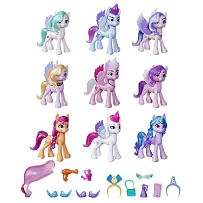 Image de My Little Pony: A New Generation, Coffret Gala Royal pour Enfants, 9 poneys, 13 Accessoires (exclusivité Amazon), Multicolore