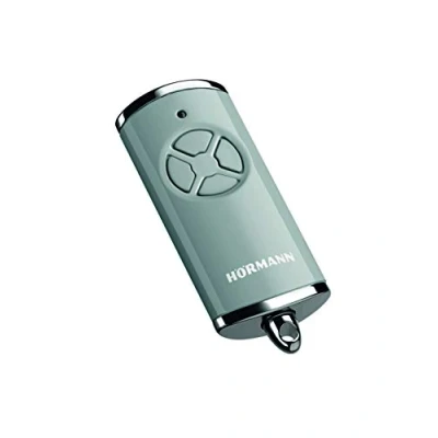 Image de Hörmann 4511577 Émetteur Manuel HSE 4 BS (fréquence 868 MHz, Gris Classique Brillant, entraînement Garage avec Capuchons chromés, Piles incluses, Dimensions 28 x 70 14 mm, Anneau Porte clés Inclus)