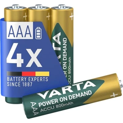 Image de Pile microcellulaire 1,2V varta 56703101404 HR3 800MAH ni mh HR03 batterie rechargeable adaptable sur READY2USE blister (X4)