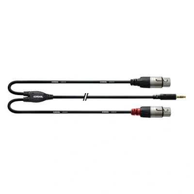 Image de Câble audio en Y 1,8M CORDIAL, jack REAN 3,5MM/2x XLR femelle