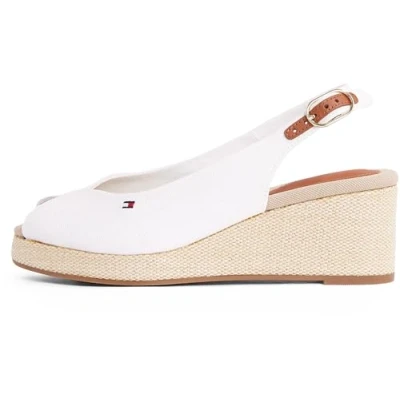 Image de Tommy Hilfiger Sandales compensées, Femme, Taille: 39, Ecru Textile