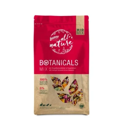 Image de Bunny Nature BOTANICALS Mid Mix avec Fleurs de Calendula et pétales Rose 130 g Complément Alimentaire pour Lapins Nains, cochons d&#039;Inde, Chinchillas Degus
