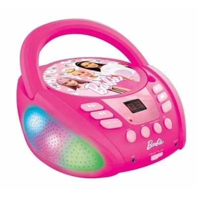 Image de Lexibook Barbie Lecteur CD Bluetooth pour Enfants Portable, Effets Lumineux, Prise Micro, Entrée aux in, Piles ou Secteur, Filles, Garçons, Barbie, RCD109BB
