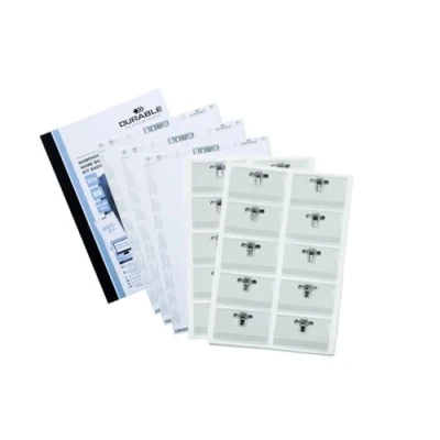 Image de Durable 869900 Badgemaker Pack Tout en Un 20 Porte Badges avec Pince Combi 54 x 90 mm + 3 Planches d&#039;Insertions