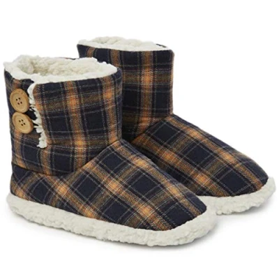 Image de Dunlop Chausson Femmes, Bottines Fourrées Hiver, Chaussons Montant Boots Femme Intérieur Extérieur, Pantoufles Chaudes Semelles Antidérapantes Mémoire de Forme, Cadeau ,Marine Moutarde,41 EU