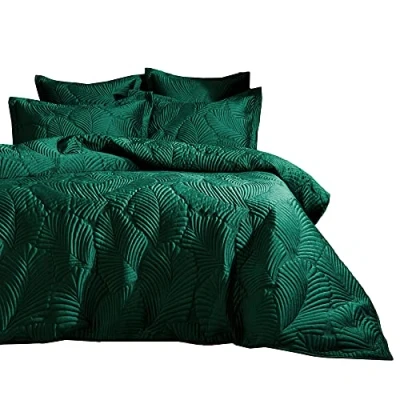 Image de Paoletti Palmeria Housse de Couette et taie Set, Polyester, émeraude, Double