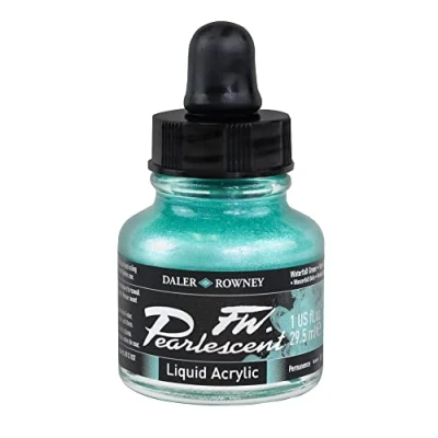 Image de Daler Rowney FW 29.5ml Bouteille d&#039;encre acrylique effet perle Waterfall Vert