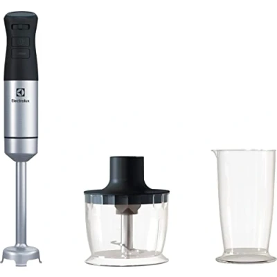 Image de Electrolux Create 5 Mélangeur par immersion E5HB1 6SS avec fouet, gobelet et mini hachoir à plusieurs vitesses, fonction turbo, poignée confortable, 800 W, acier inoxydable