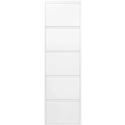 Image de Kare Design Meuble à Chaussures Caruso 5, Blanc, Acier, Chaussure, Rangement Rabattable, pour Couloir, Entree, Salon, Chambre, 170x50x14cm