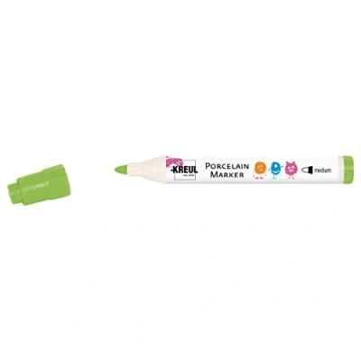 Image de Kreul 16321 porcelaine Pen Easy Vert clair Épaisseur de trait env. 1 3 mm avec pointe pinceau indéformable pour peindre et décorer le verre, la céramique émaillée