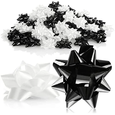 Image de com four® 100x nœuds Cadeaux dans de Superbes Couleurs Auto adhésifs prêts à l&#039;emploi pour décorer des Noël et Mariage (100 pièces Brillant Noir Blanc)