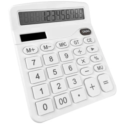 Image de Newaner Calculatrice, Calculette de Bureau Solaire Grand Écran LCD à 12 Chiffres, Mini Calculatrice Fonction Standard pour Bureau, Maison et École, avec Grands Boutons, Blanc