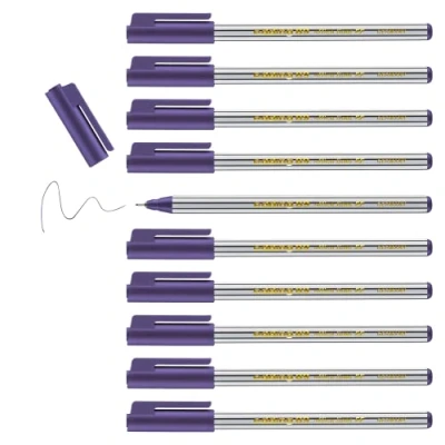 Image de edding 89 Feutre fin Violet 10 stylos Pointe ronde extra fine,3 mm pour une écriture fine et précise, souligner, dessiner le bureau, l&#039;école la maison