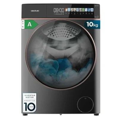 Image de Cecotec Lave Linge Frontal Bolero DressCode 10900 Autodose Inverter FullColor Steel A, Machine à laver 10 kg, 1400 tr,min, écran 10,3&quot;, Plus, SteamMax, 11 programmes, classe Fuzzy Logic