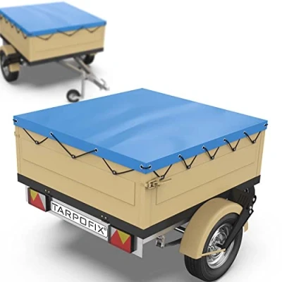 Image de Tarpofix® Bâche protection plate 130 x 110 7,5 cm avec corde de remorque renforcée en PVC Bache pour divers modèles remorques voitures 350kg &amp; 500kg FP DDR