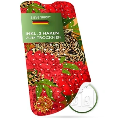 Image de SilverRack Tapis de bain antidérapant 100 x 40 cm (motif léopard rouge) pour baignoire sans BPA douche résistant à la moisissure et lavable en machine
