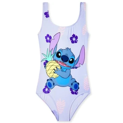Image de Disney Maillot de Bain Fille, 1 Pièce Maillots Fille à Volant Ensemble (Violet Stitch, 7 8 Ans)