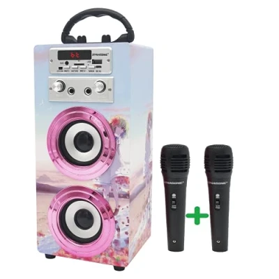 Image de DYNASONIC (3e génération) Enceinte Bluetooth Portable avec Mode karaoké et Microphone, Haut Parleur, Lecteur USB SD, Cadeau Fille Jouet Enfant (025 17)