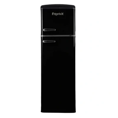 Image de FrigeluX Réfrigérateur Double Porte Rétro RFDP246RNA++ 246L dont Congélateur 52 L Dégivrage automatique Pose Libre Style Vintage Années 50 Noir