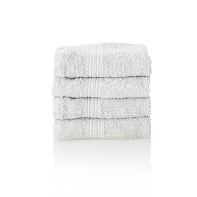 Image de ALCLEAR Lot de Serviettes éponge qualité supérieure, Gamme Disponible en 6 Coloris et 5 Tailles, : Blanc, 4 draps Bain 30 x 50 cm, Oeko Tex Standard 100